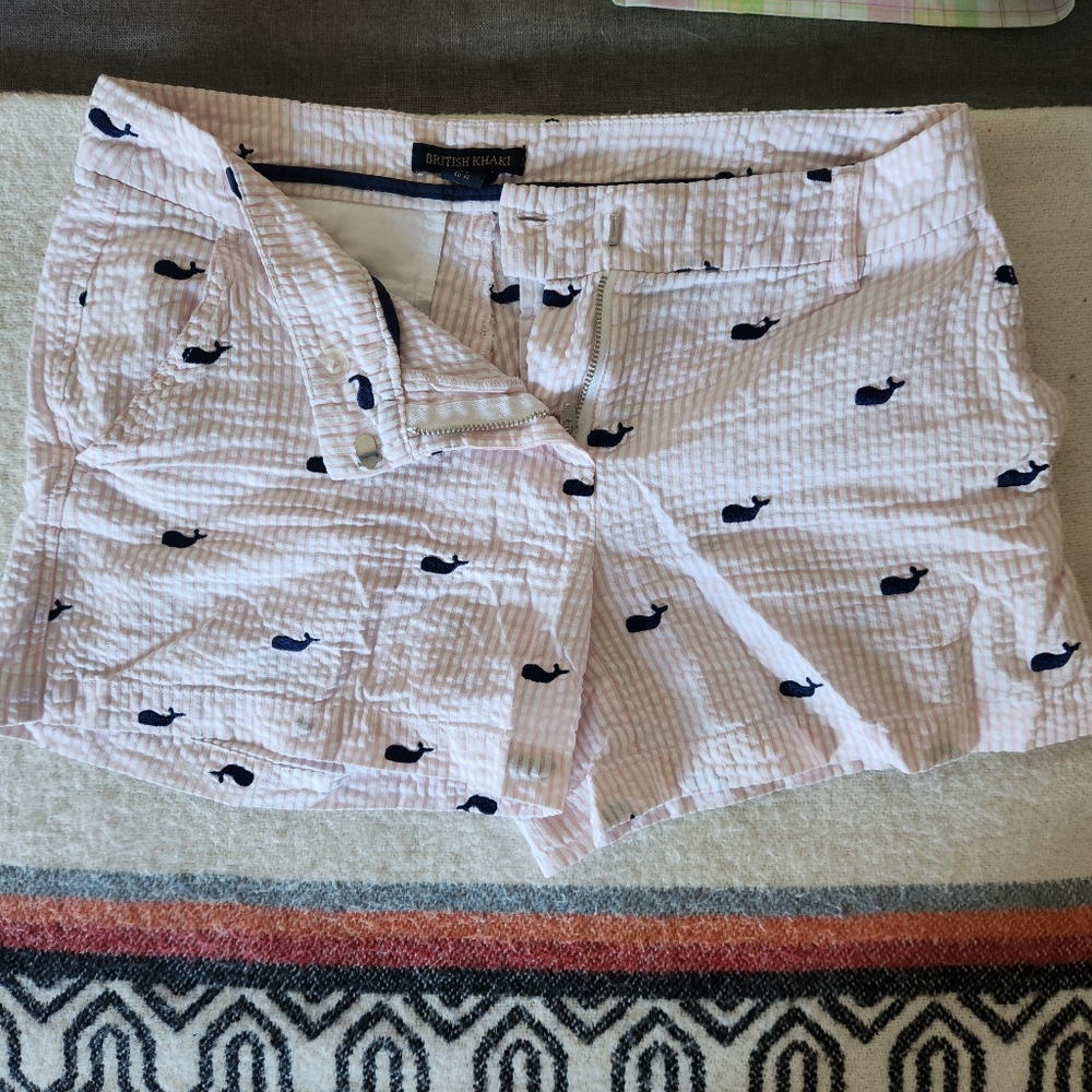 British Khaki Women's Light Pink Whale Print Shorts